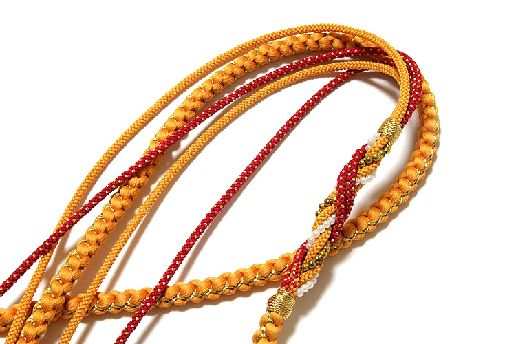 「総絞り」 振袖に最適 正絹 帯揚げ 金糸織 飾りつき 丸組 帯締め セット