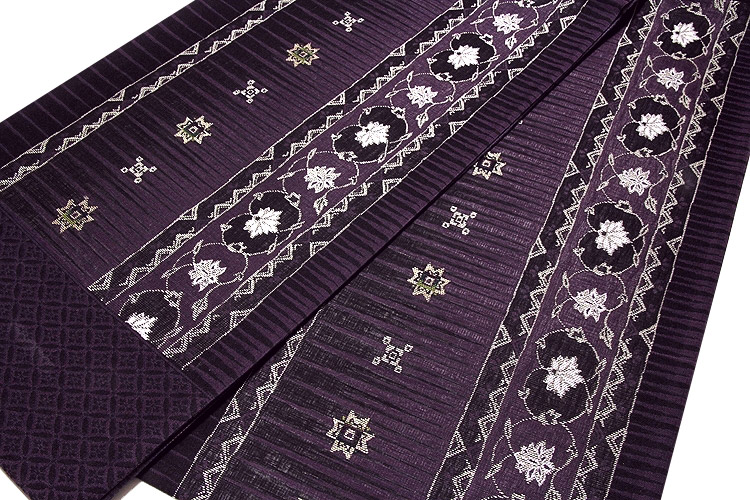 京都西陣織 「大光織物謹製」 深紫色 単衣着物や夏着物に最適 単衣