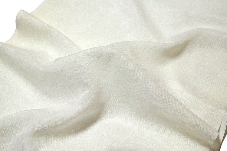 白さ長持ち シルクロード加工」 夏物 白色 流水に千鳥 紋紗 日本の絹
