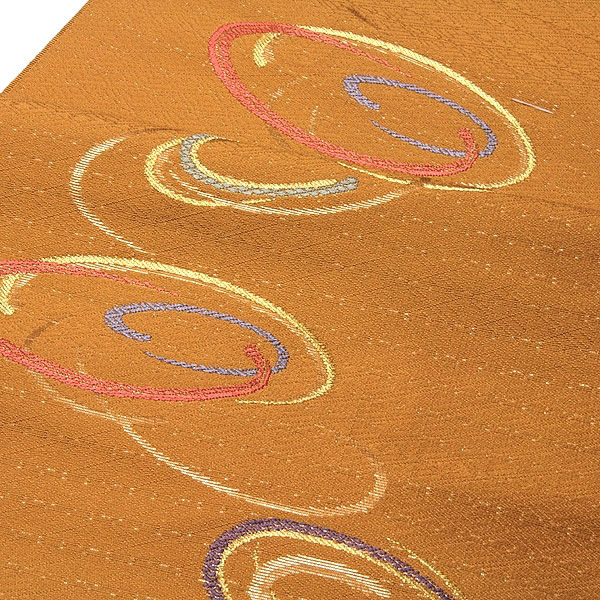 和楽屋] □京都西陣織「竹本正典謹製」 オシャレ 渦模様 正絹 九寸