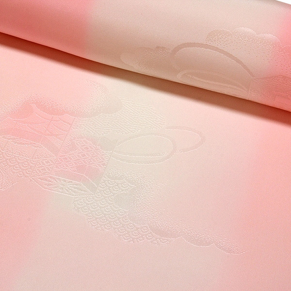 振袖用」 振りボカシ 袖ボカシ 桃色×薄い桜色 ボカシ染め 反物 正絹 長襦袢