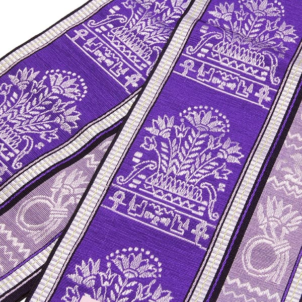 本場筑前博多織 【小野織物謹製：金印】 「かりん」 本紫×白藤色 