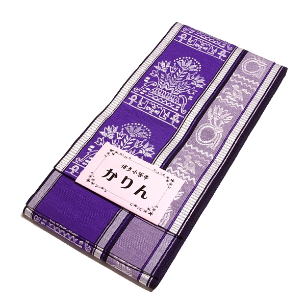 本場筑前博多織 【小野織物謹製：金印】 「かりん」 本紫×白藤色 