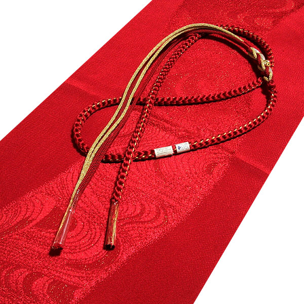 ■「振袖用 正絹」 煌びやかな金糸 上質なちりめん生地 帯揚げ 豪華な飾りつき 丸組 帯締め セット■