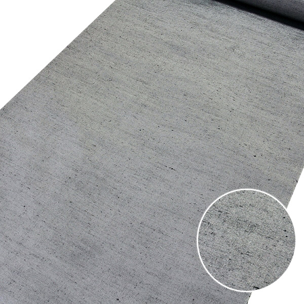 ■男物 キングサイズ 米沢織 米沢紬 無地 大和 グレー色 反物 高級 正絹 着物■