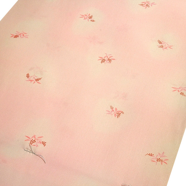 画像2: ■長襦袢 正絹 新品 訳あり 反物 南天 ぼかし ピンクベージュ 未仕立て 着物■ (2)